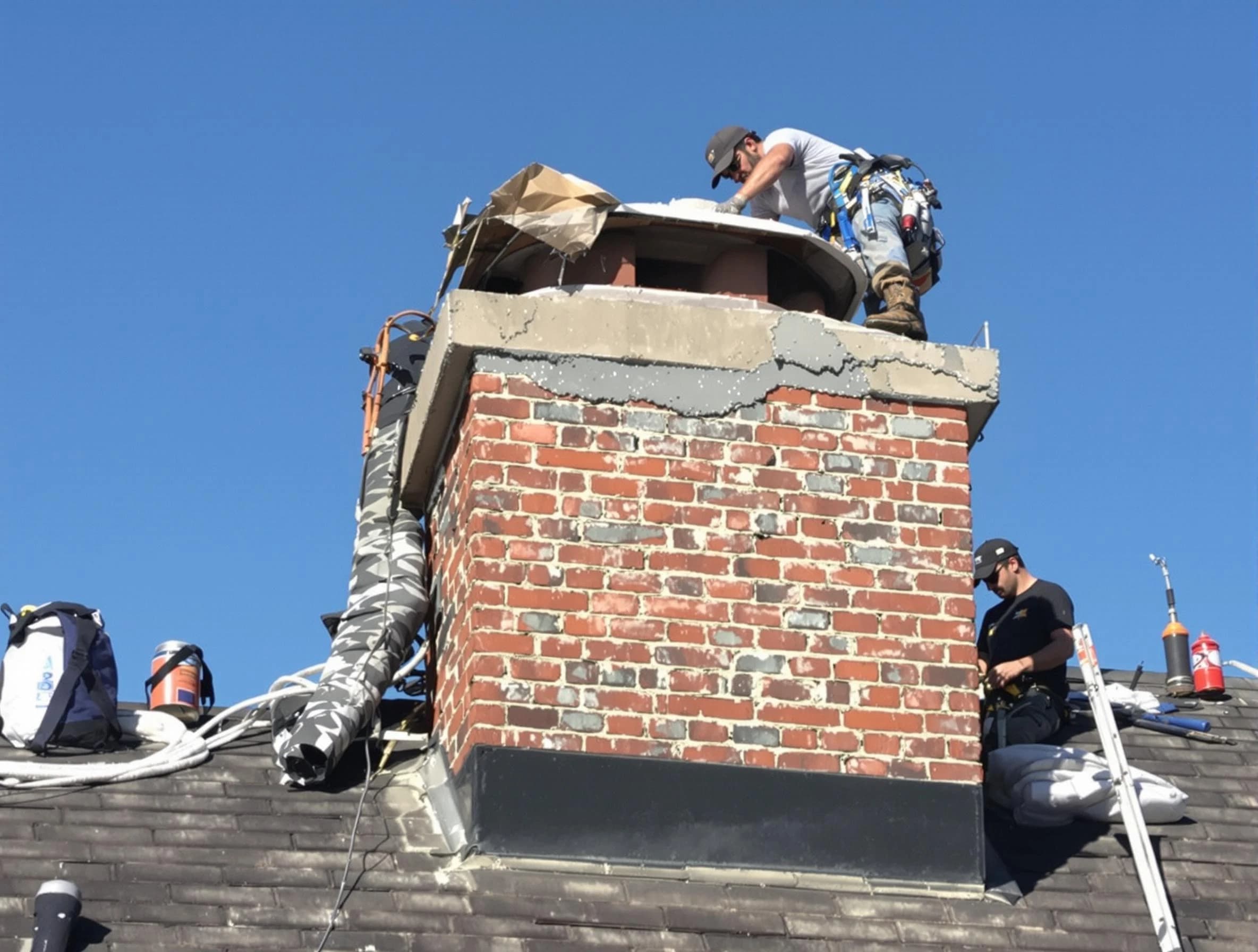 Dove Valley Chimney Sweep installing a custom chimney crown in Dove Valley, CO