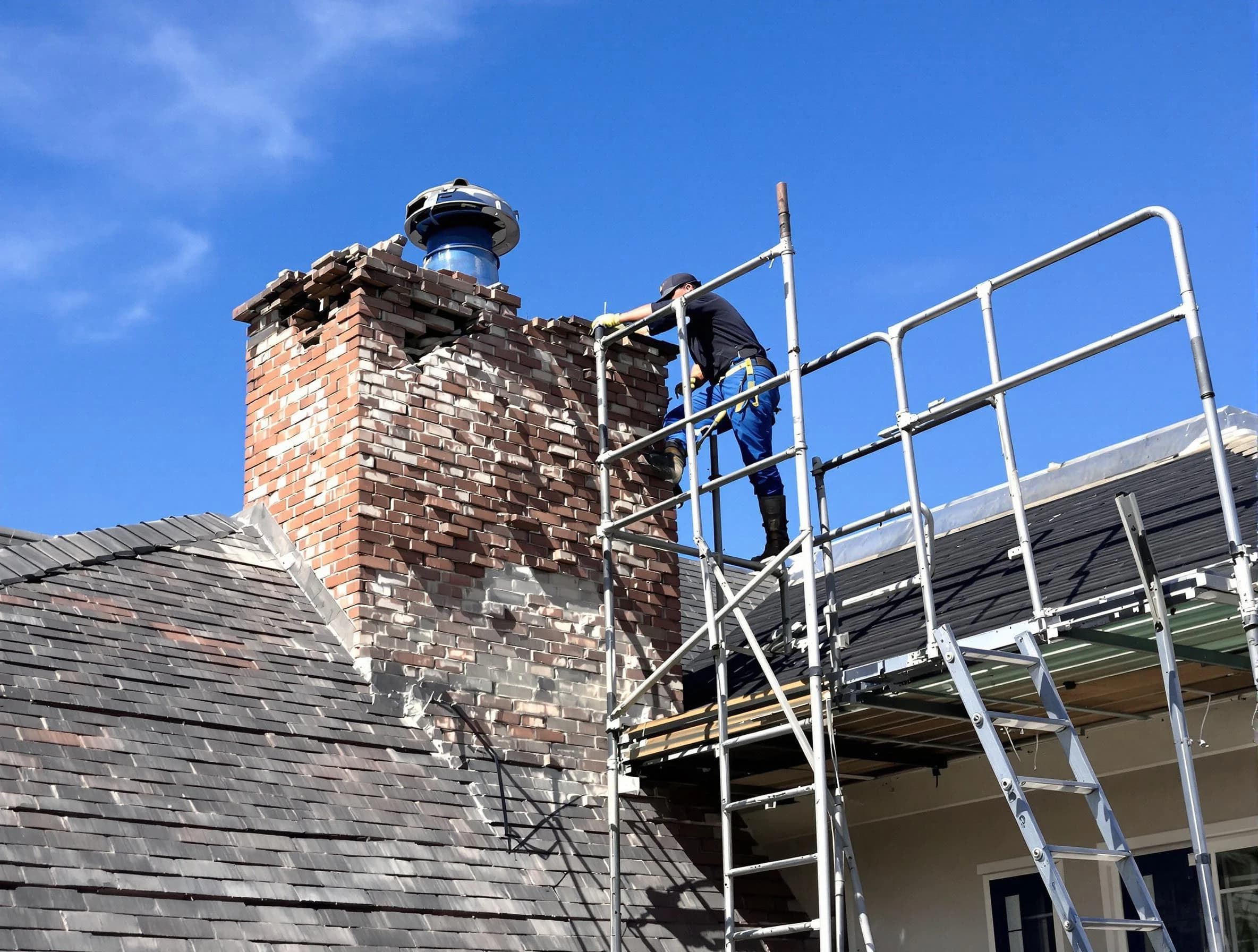 Rebuilding a chimney structure by Dove Valley Chimney Sweep in Dove Valley, CO