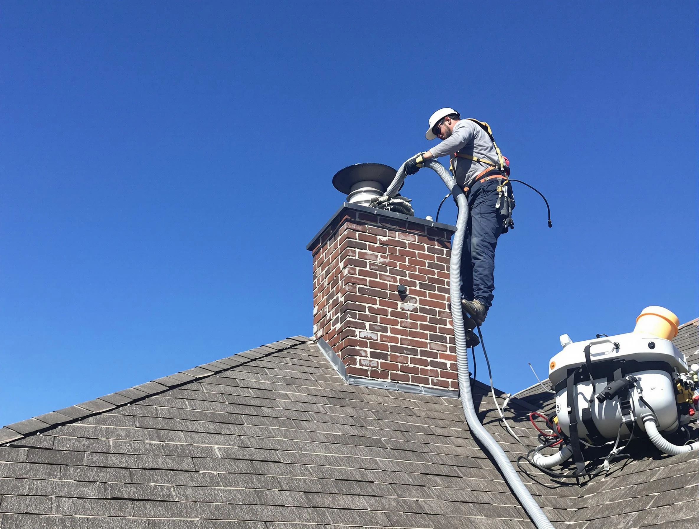 Dedicated Dove Valley Chimney Sweep team member cleaning a chimney in Dove Valley, CO