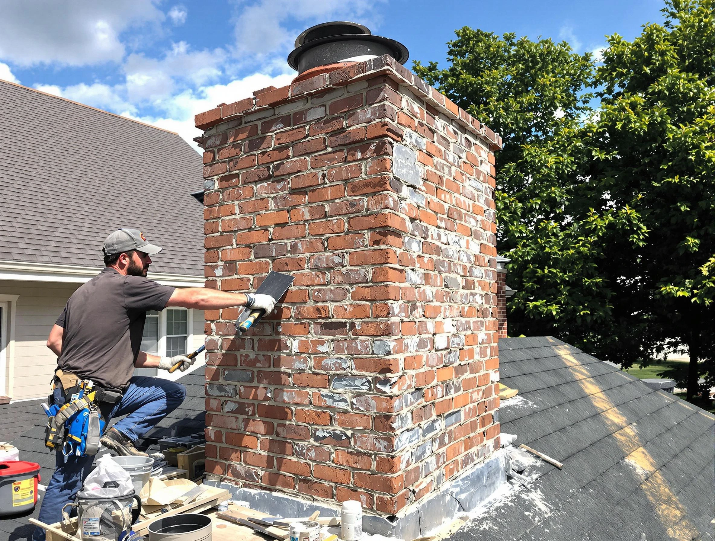 Completed chimney rebuild by Dove Valley Chimney Sweep in Dove Valley, CO