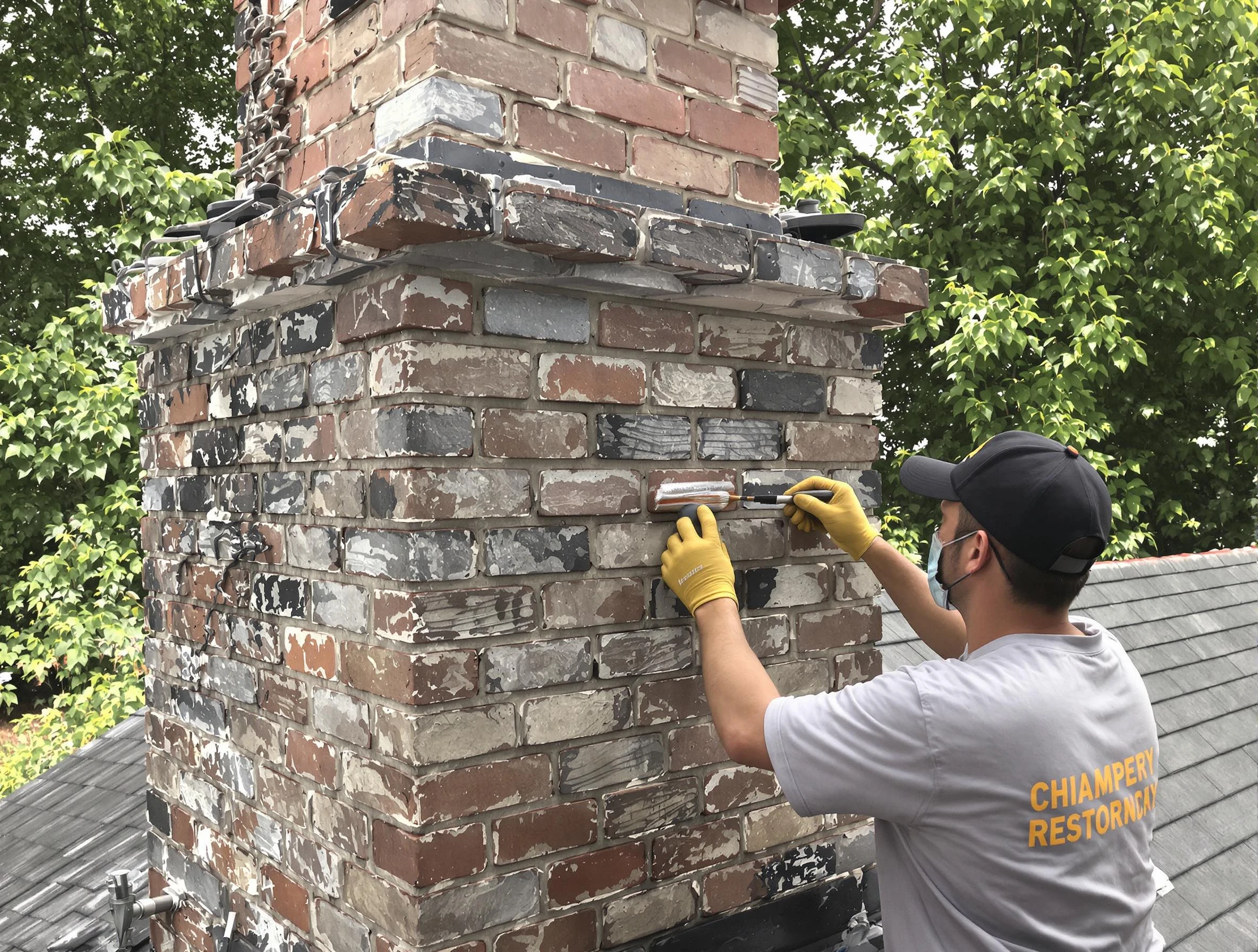 In-progress chimney restoration by Dove Valley Chimney Sweep in Dove Valley, CO